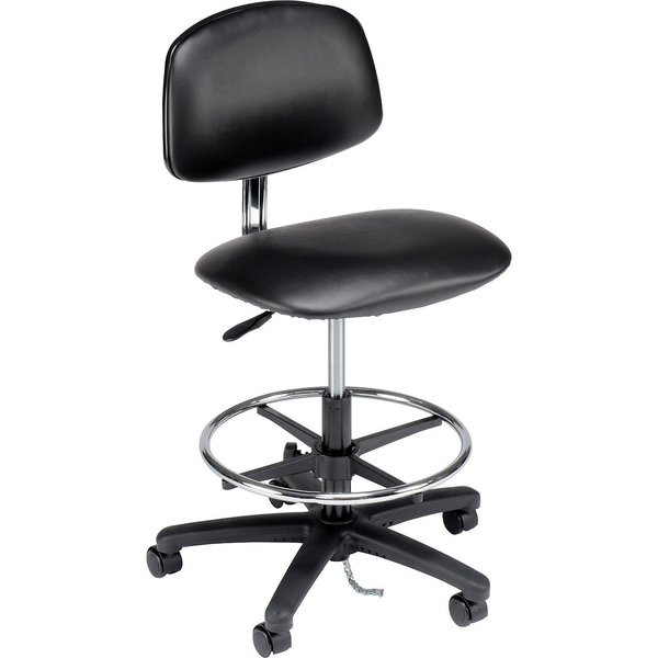 Global Industrial ESD Stool, Vinyl, Black, Armless, Mid Back 695537